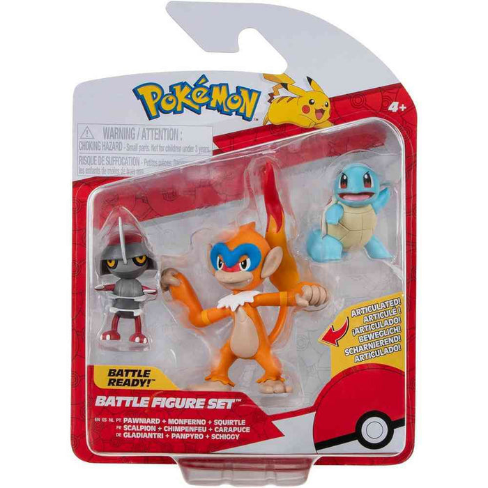 Pokémon: 2" & 3" Battle Figure 3 Pack Pawniard, Monferno & Squirtle