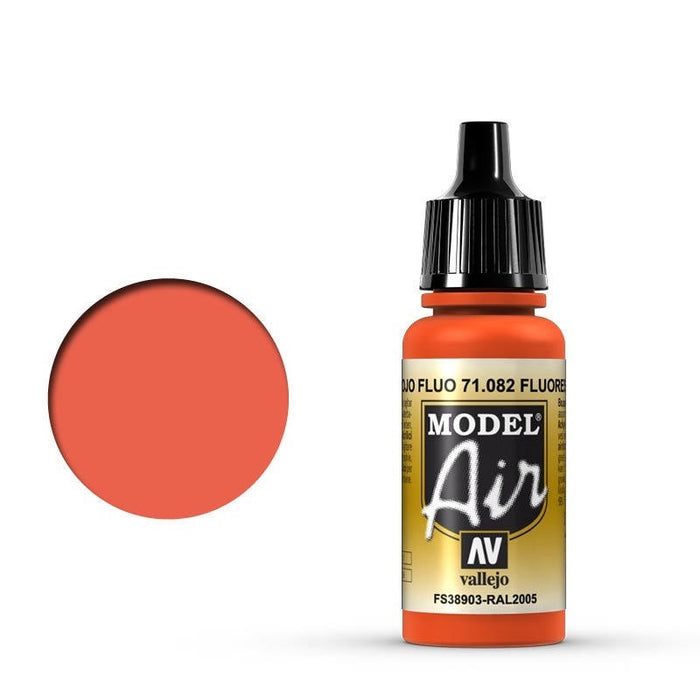 Vallejo: Model Air Fluorescent Red 17 ml Acrylic Airbrush Paint