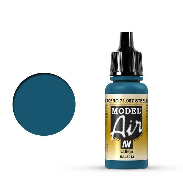 Vallejo: Model Air Steel Blue 17 ml Acrylic Airbrush Paint