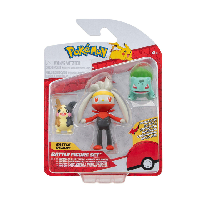 Pokémon: 2" & 3" Battle Figure 3 Pack Morpeko, Raboot & Balbasaur