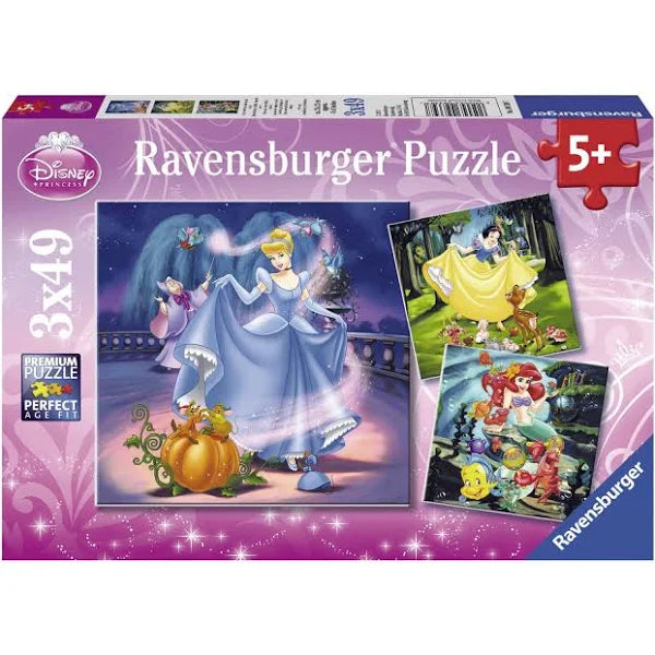 Ravensburger: Disney Snow White, Cinderella & Ariel 3x49pc