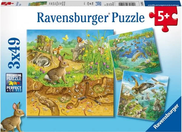 Ravensburger: Animals in Their Habitat 3x49pc