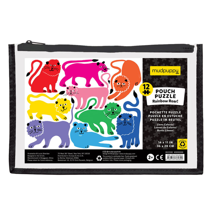 Mudpuppy Pouch Puzzle: Rainbow Roar 12pc